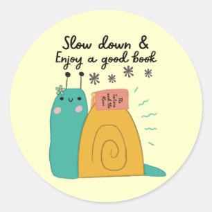 Baby Animal Book Log Cartoon Snail Doodle Classic Round Sticker