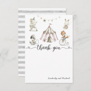 Baby Animal Circus Baby Shower Thank You Card