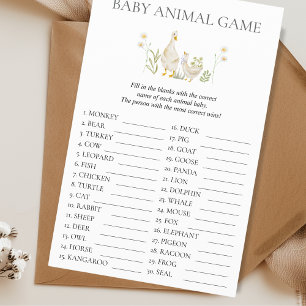 Baby Animal Game Silly Goose Baby Shower Flyer