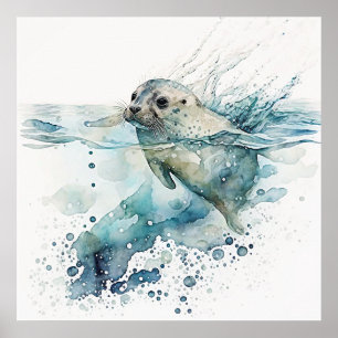 Baby Animal Prints for Nursery, Cute seal poster