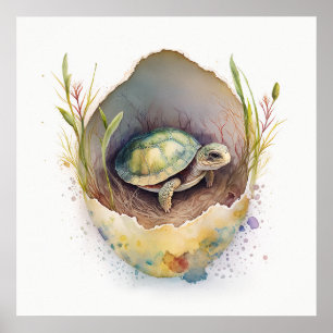 Baby Animal Prints for Nursery, Cute Turtle poster
