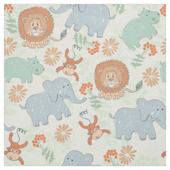 Baby Animal Safari Fabric (Swatch)