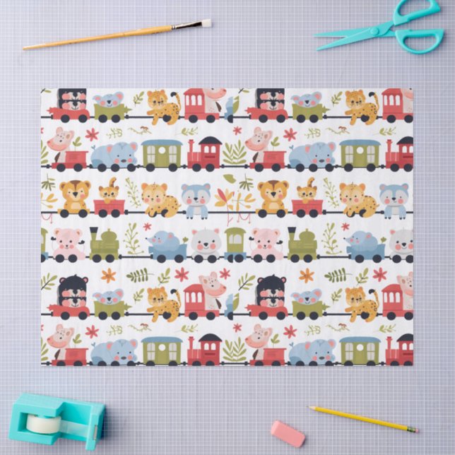 Baby Animal Train Tissue Paper (Craft)