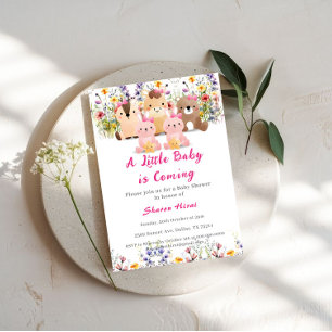 Baby Animals And Wildflower Baby Shower Invitation