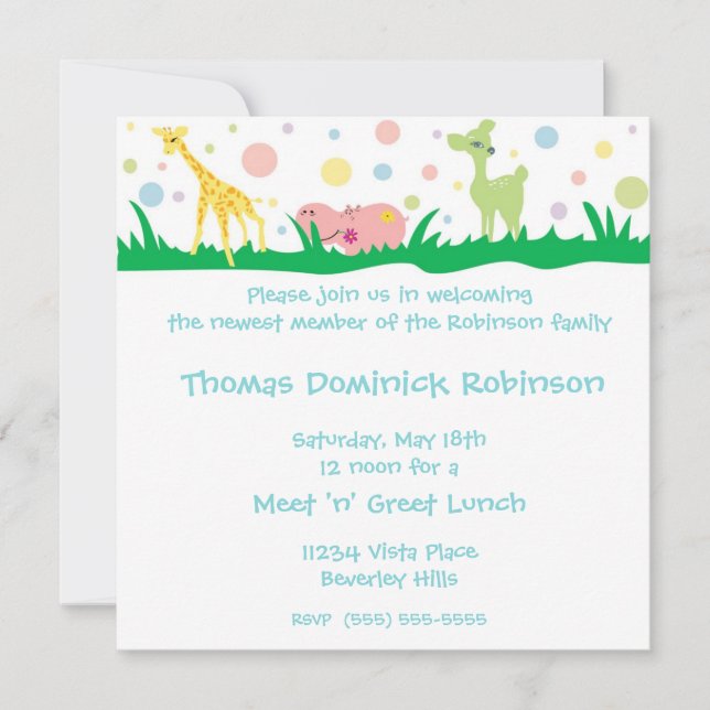 Baby  Animals- Baby Shower invites (Front)