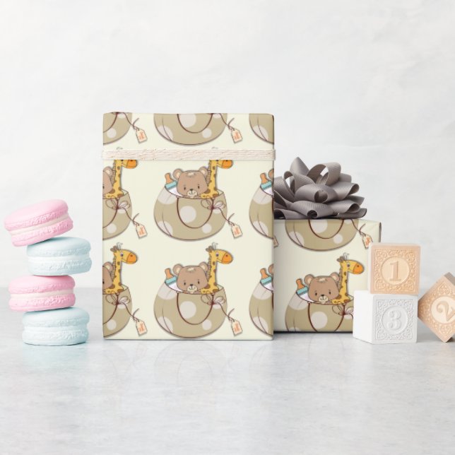 Baby Animals Baby Shower Wrapping Paper (Baby Shower)