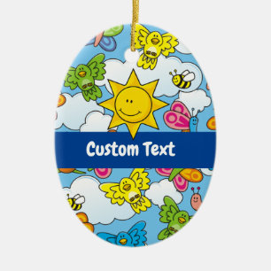 Baby Animals Background Ceramic Tree Decoration