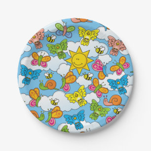 Baby Animals Background Paper Plate