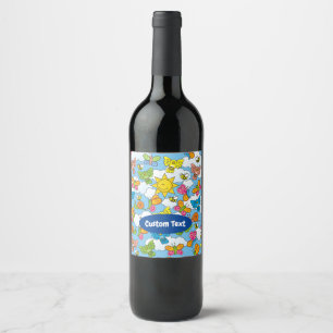 Baby Animals Background Wine Label