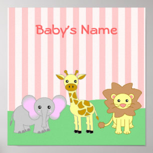 Baby Animals Child's Room Customisable Poster