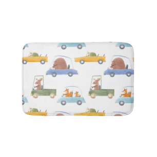 Baby animals: hand-drawn watercolor pattern. bath mat