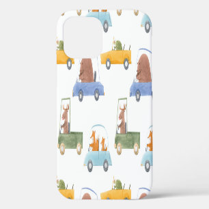 Baby animals: hand-drawn watercolor pattern. iPhone 12 case
