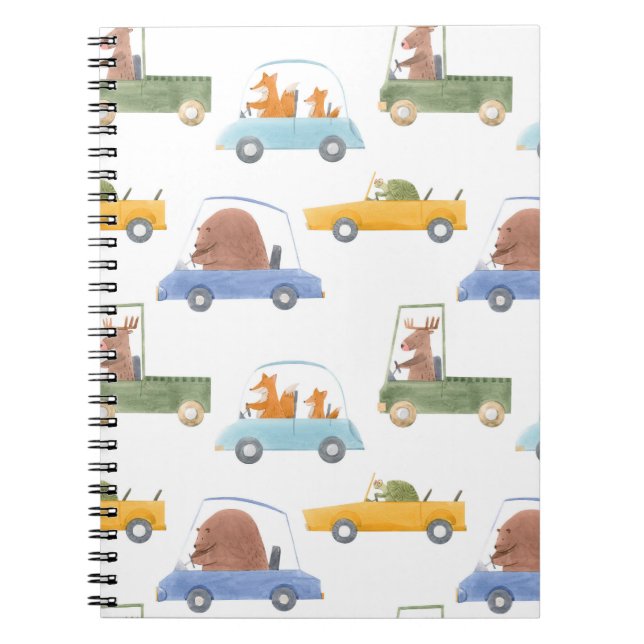 Baby animals: hand-drawn watercolor pattern. notebook (Front)