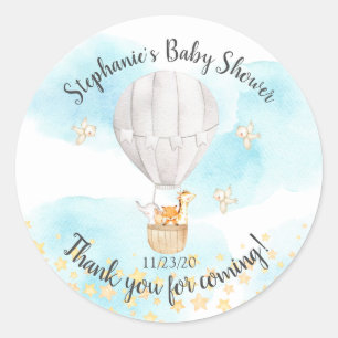 Baby Animals Hot Air Balloon Baby Shower Favor Classic Round Sticker