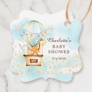 Baby Animals Hot Air Balloon Ride Favour Gift Tag