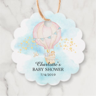 Baby Animals Hot Air Balloon Ride Favour Gift Tag