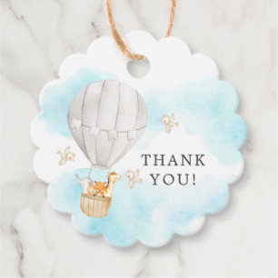 Baby Animals Hot Air Balloon Ride Favour Gift Tag