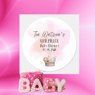  Baby Animals in a Hot Air Balloon Round Sticker