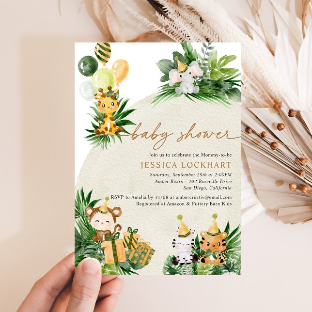 Baby Animals Jungle Safari Party Baby Shower Invitation (Creator Uploaded)