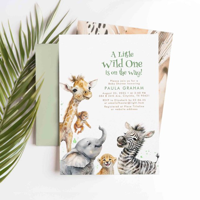 Baby Animals Jungle Safari Wild Cute Baby Shower Invitation (A Little Wild One Is On The Way Baby Shower Invitations)