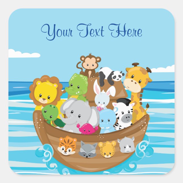Baby Animals | Noah's Ark | Personalised Square Sticker (Front)