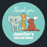 Baby Animals Safari and Zoo Kids Birthday Party Classic Round Sticker<br><div class="desc">Cute party favours for kids,  boys or girls who love animals. Perfect for kids birthday party,  party favours and thank you label. You can also customise the text for baby shower or other occasion and party.</div>