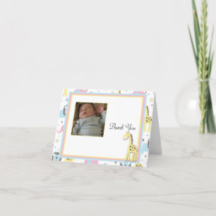Baby Animals Yellow Giraffe Thank You Card