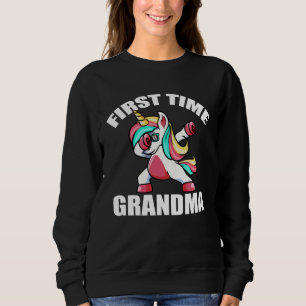 Baby Announcemen Dabbing Unicorn 1st Time Grandma Sweatshirt