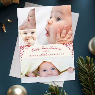 Baby Announcement 5 Collage Merry Little Christmas