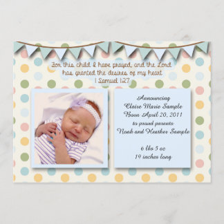 Baby Announcement, Christian Scripture for Boy Invitation