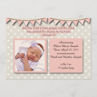 Baby Announcement, Christian Scripture for Girl Invitation