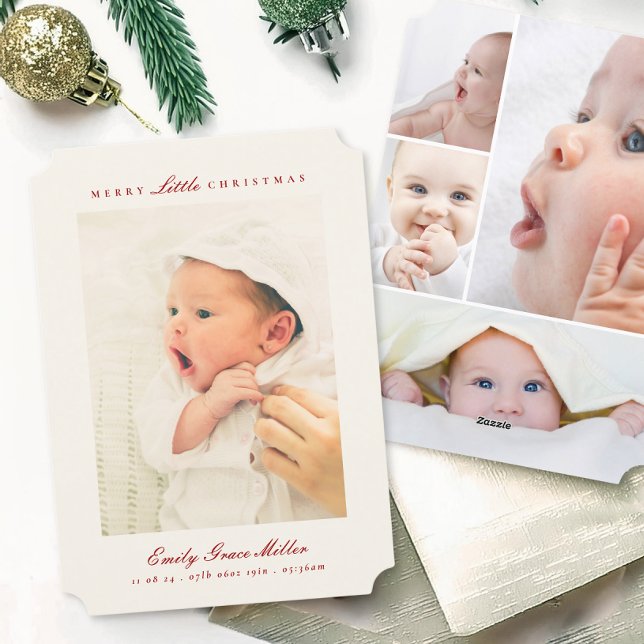 Baby Announcement Collage Merry Little Christmas (Creator Uploaded)