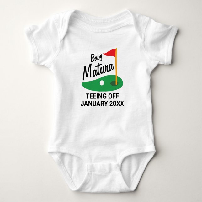 Baby Announcement Golf Theme Personalized Bodysuit (Front)
