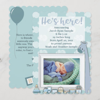 Baby Announcement, He's Here Invitation