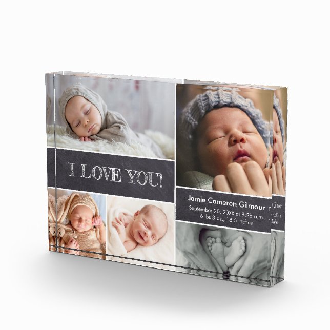 Baby Announcement Love Newborn Stats Photo collage (Right)