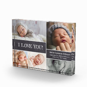 Baby Announcement Love Newborn Stats Photo collage Block