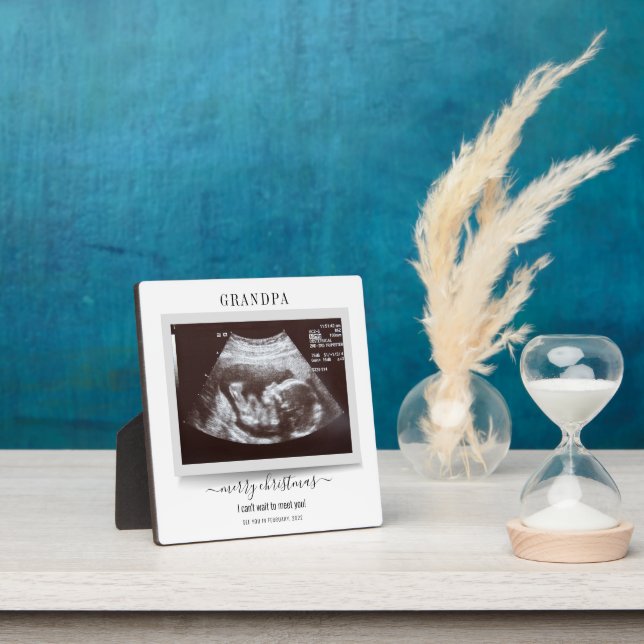 Baby Announcement Merry Christmas Ultrasound Photo Plaque (Insitu)