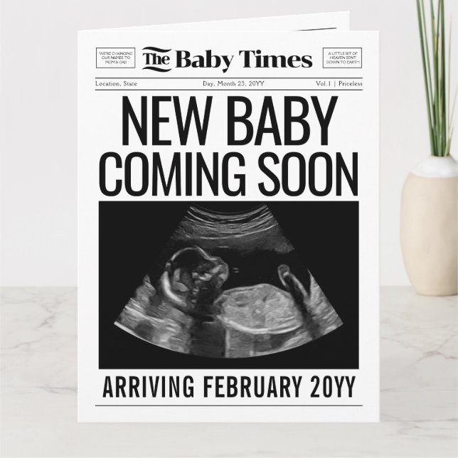 Baby Announcement Newspaper Pregnancy Reveal  (Front)