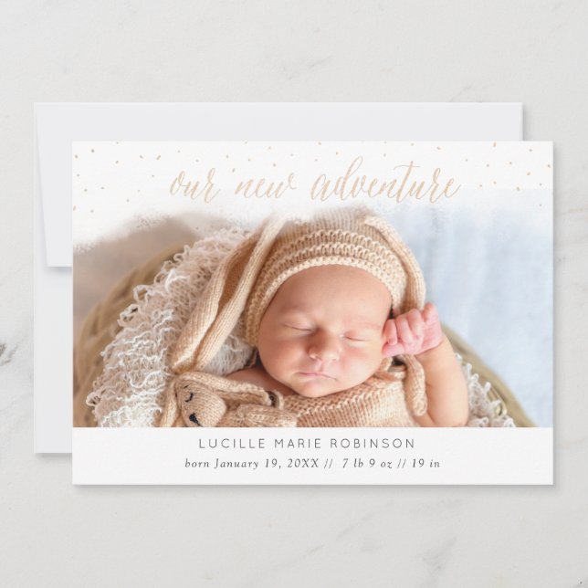 Baby Announcement - Our New Adventure Gold (Front)