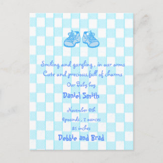 baby announcement postcard - blue