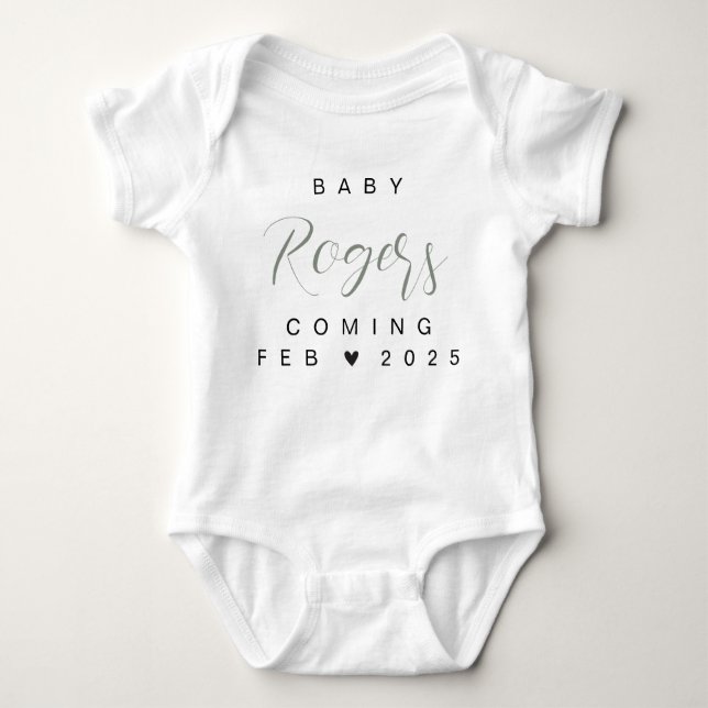 Baby Announcement Reveal Name Surname Family 2025 Baby Bodysuit (Front)