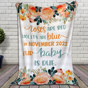 Baby Announcement Roses Are Red, Violets Are Blue Fleece Blanket