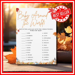 BABY AROUND THE WORLD Baby Shower Game PUMPKIN Invitation