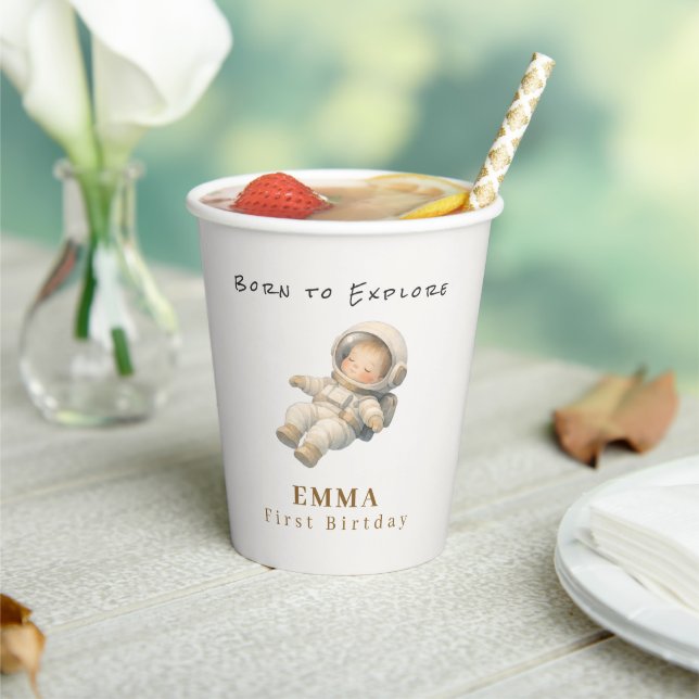 Baby Astronaut First Birthday Custom Paper cup (Insitu)