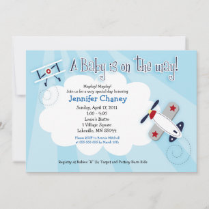 BABY AVIATOR Aeroplane 5x7 Baby Shower Invitation