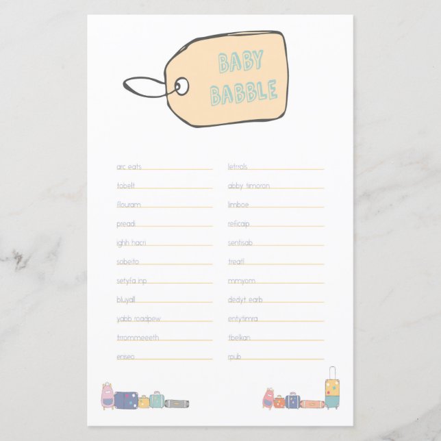 Baby Babble Adventure Baby Shower (Front)