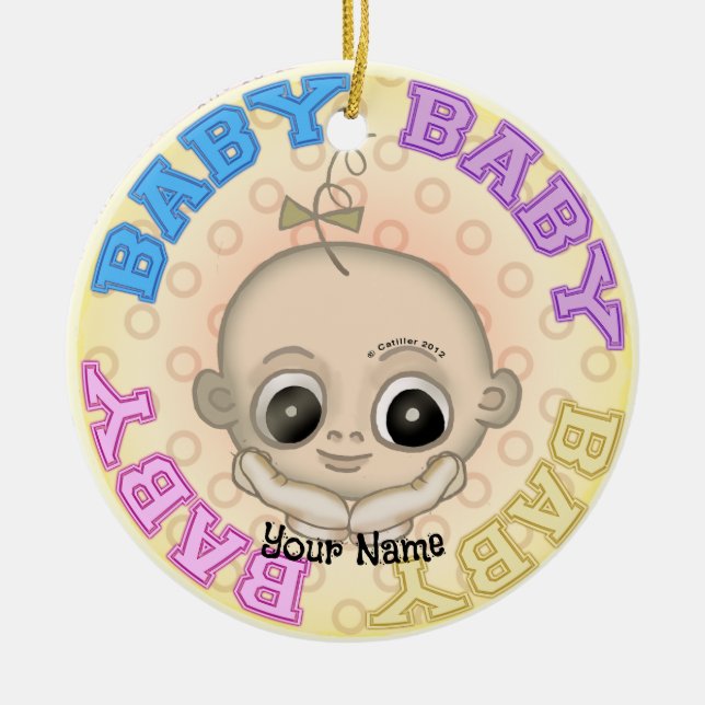 Baby Baby Face Ceramic Tree Decoration (Front)