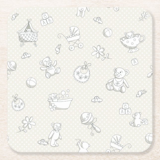 Baby background square paper coaster (Front)