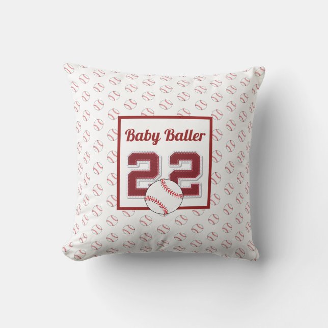 Baby baller red and white pillow (Front)