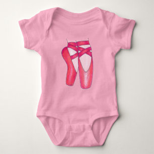 Baby Ballerina Pink Ballet Dance Pointe Shoes Gift Bodysuit